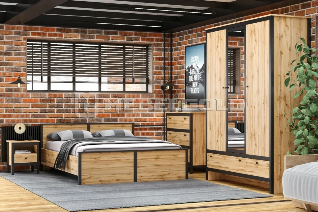 Мебель для спальни в стиле лофт